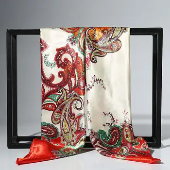 

Imitated Silk Fabric Scarf Print Big Size 90*90cm 12 Colors Flower Fashion Foulard Satin Shawl Scarfs 1PC Soft Comfortable