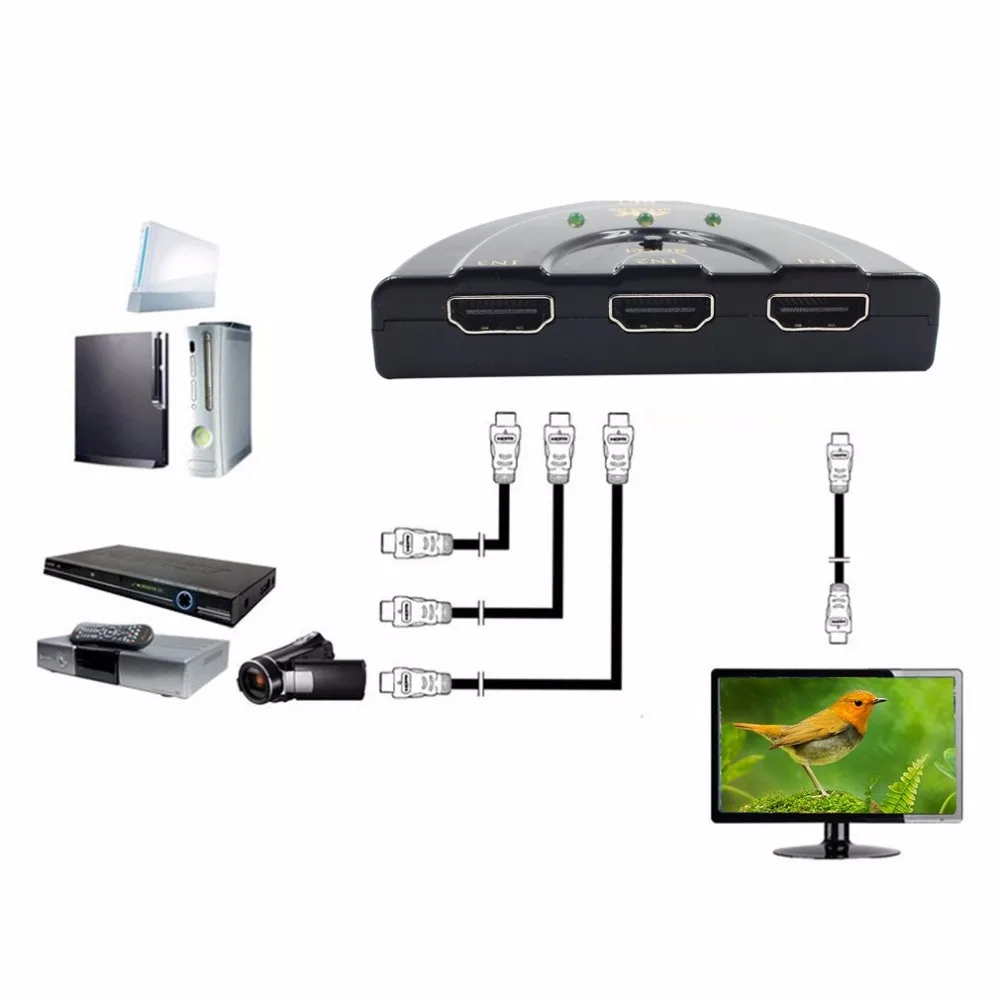 4 к* 2 к 3D Мини 3 порта HDMI коммутатор 4 к Коммутатор HDMI сплиттер 3 в 1 выход порт концентратор для HDTV проектора компьютерные мониторы