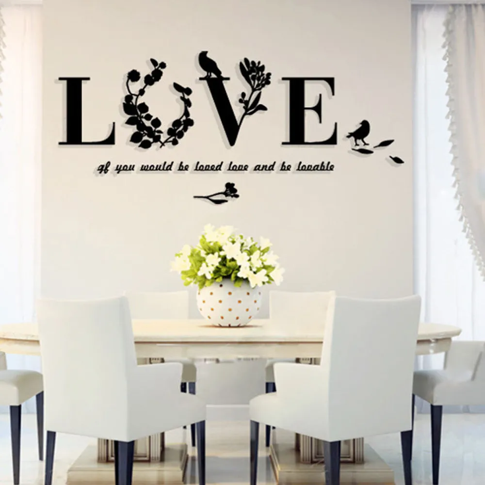 

Dropship Wall Stickers Room Decoration 3D Leaf LOVE Removable Vinyl Bedroom Accessories Decoracion Hogar Moderno Wholesale c