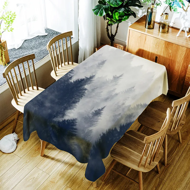 

Fog Forest Tablecloth Waterproof Dinner Washable Tapetes Party Banquet Table Cover Dining Table Cloth Dining Kitchen