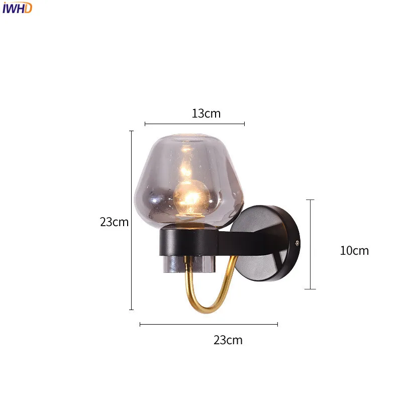 Iron Modern Nordic Wall Lamps Glass Lampshade Wall Lights Creative Wandlamp Bedroom Light Fixtures For Home Decoration Bar Cafe (21)