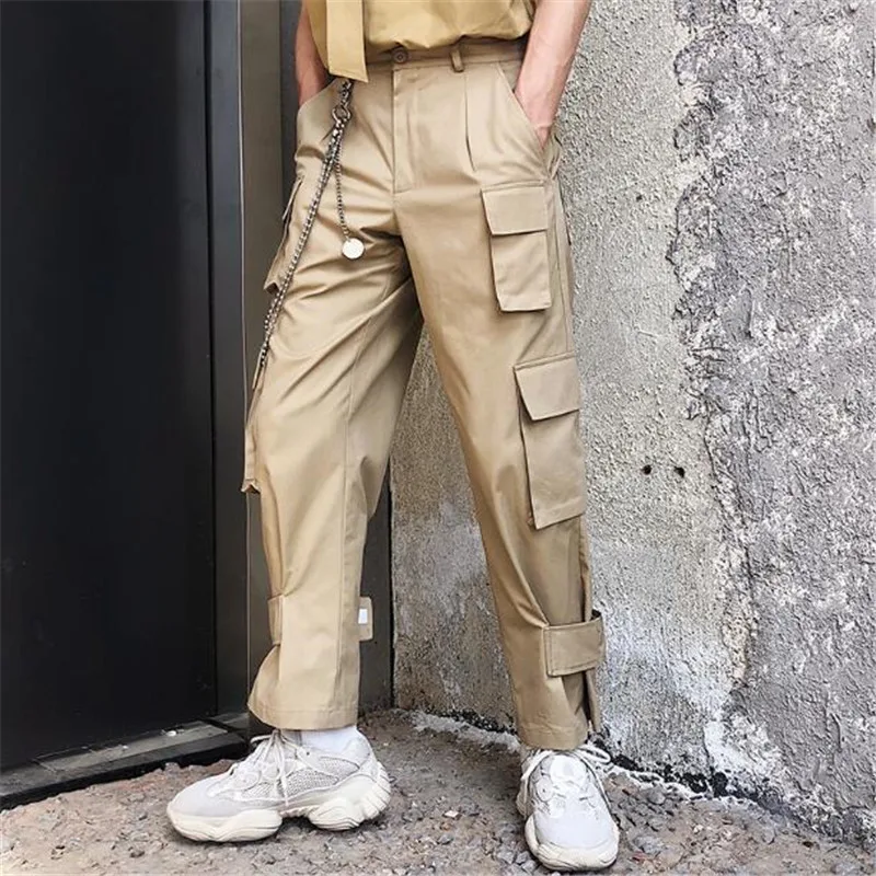 Summer cotton overalls wide leg pants men's trend casual straight tube multi-pocket trousers High quality overalls for me