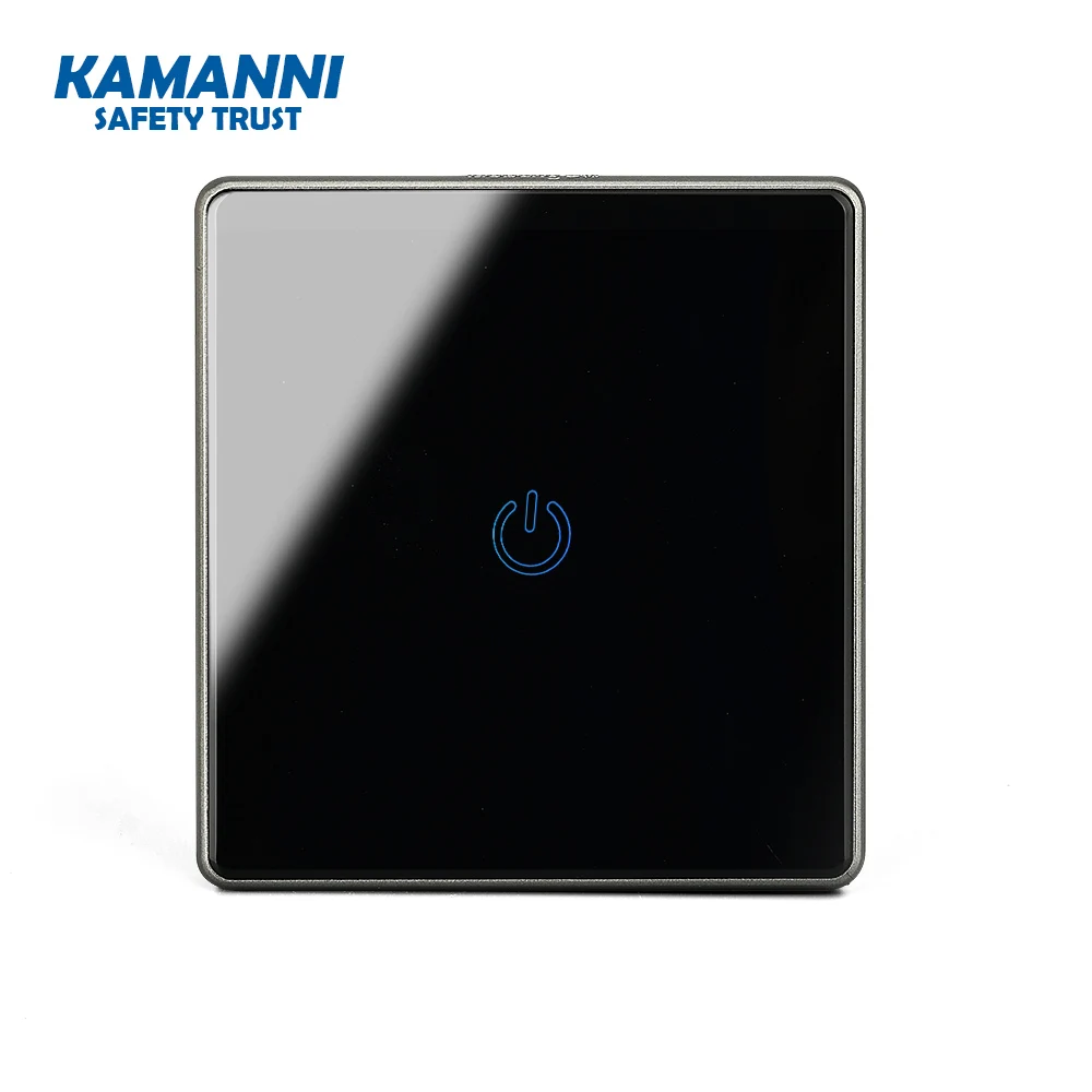 KAMANNI, Настенный умный сенсорный выключатель, стандарт ЕС, переключение, светодиодный светильник, стеклянная панель переключателя, 1 комплект, 1 канал, 100 В-240 В, сенсорный экран