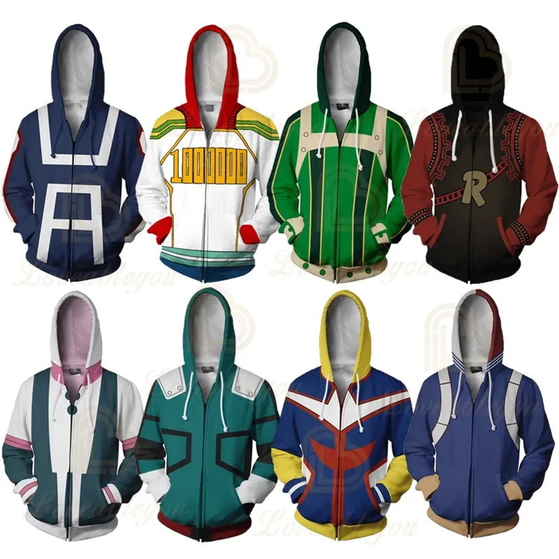 

My hero academia Zipper Hoodie Men Women 3D Printed hero academia All Might Cosplay Costume Sweatshirt School Uniform Jackets