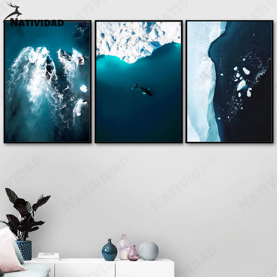 

Home Living Room Decoration Blue Waves Iceland Boat Canvas Painting Seascape Nordic Posters and Prints Aesthetic Room Decor
