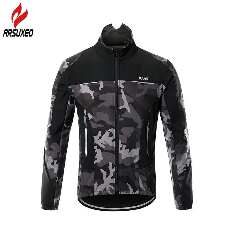 

ARSUXEO Thermal Fleece Warm Cycling Jacket Winter Windproof Outdoor Sports Windbreaker MTB Bicycle Bike Jacket Cycling Clothing