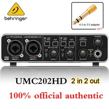 100% original autêntico behringer umc202hd guitarra elétrica gravação ao vivo cartão de som externo profissional usb computador
