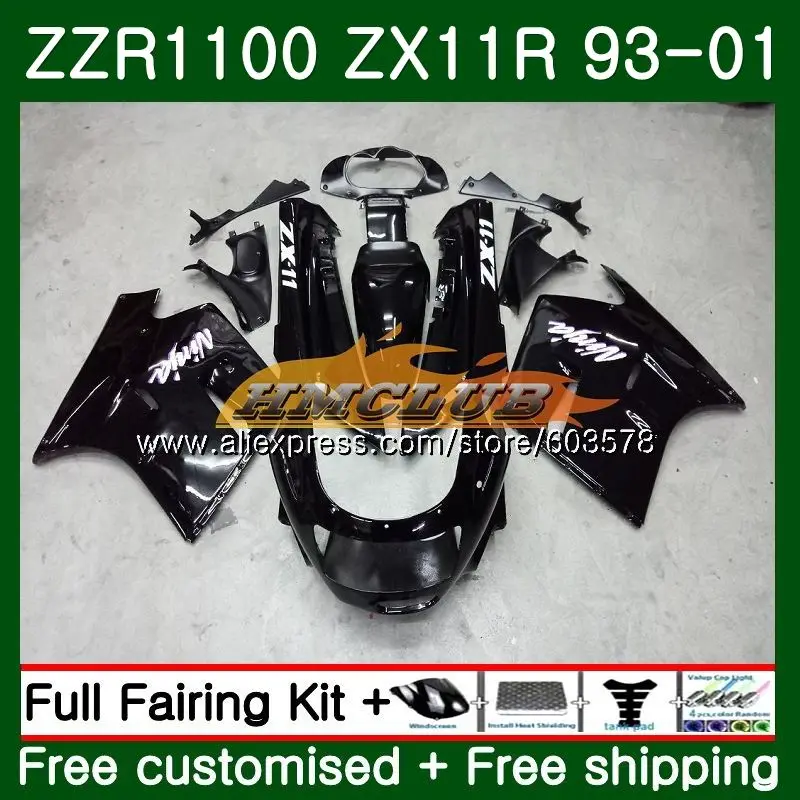 ZX11 для KAWASAKI NINJA ZX-11R 1100 ZX11R 93 94 95 96 97 29CL. 1 глянцевый черный ZZR1100 ZX 11R 1993 1994 1995 1996 1997 обтекатели