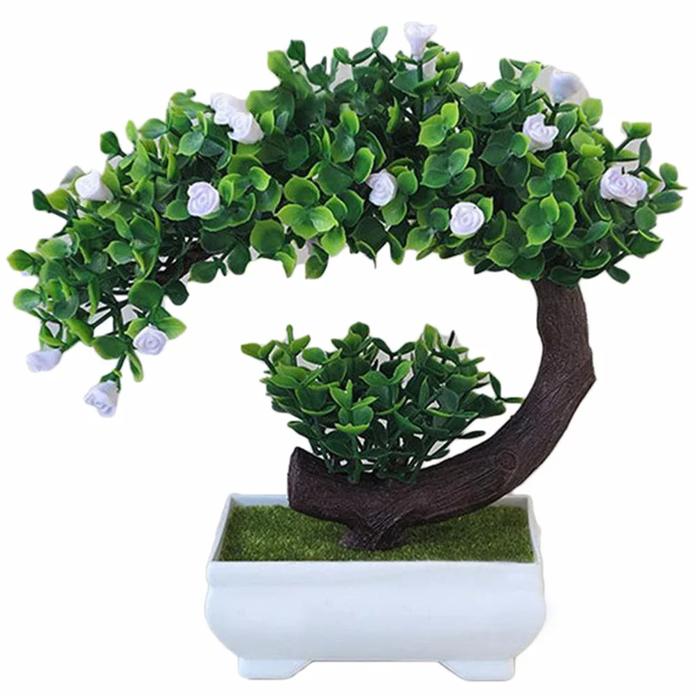 Simulated Potted Plants Crescent Rose DIY Gift Household Ornament Plastic Lightweight Fake Plant Decoration Home Decor Garden