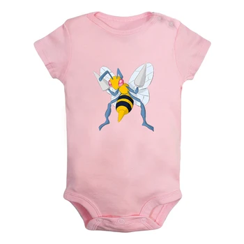

Cartoon Pokemon Beedrill Caterpie Metapod Weedle Printed Newborn Baby Girl Boys Clothes Short Sleeve Romper Outfits 100% Cotton