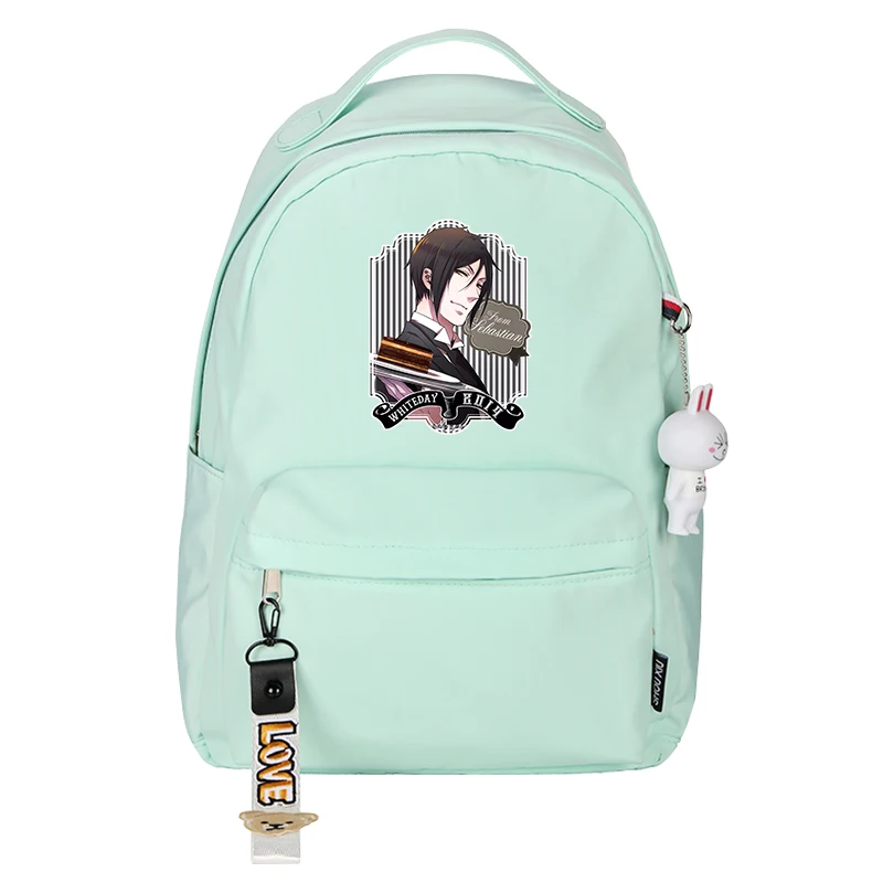 Hot Anime Black Butler Ciel Phantomhive Printing Backpack Cartoon Women Backpack Canvas Daypack Pink School Bags Rugzak