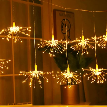 

Christmas Helloween Fireworks Patterns Strip Light EU Plug LED 8 Functions Festival Party Decorative Pendant Light String