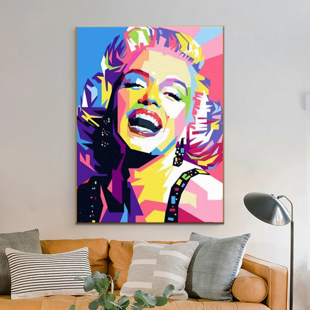 

DIY Painting By Numbers Monroe Color Abstract Portrait Picture Decorative Canvas Paintings Handmade Wall Art New Year Gift