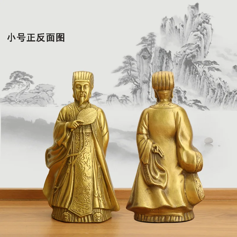 Zhuge Liang статуя из чистой меди ремесла фэн-шуй украшения Скульптура сна Grgon бронзовые украшения семьи, украшения офиса