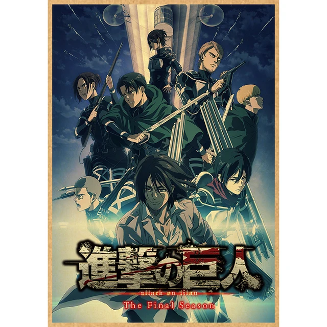 Attack on Titan Anime Poster Decor For Home Posters Room Wall Pictur Kraft Paper Retro And Prints Art Bar Cafe Stickers 6