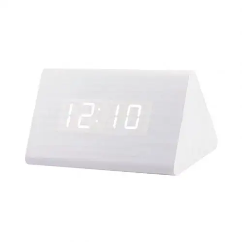 Whitewood White Цифровой деревянный USB светодиодный ночной Светильник будильник термометр дисплей часы для украшения гостиной на батарейках часы - Цвет: Whitewood White