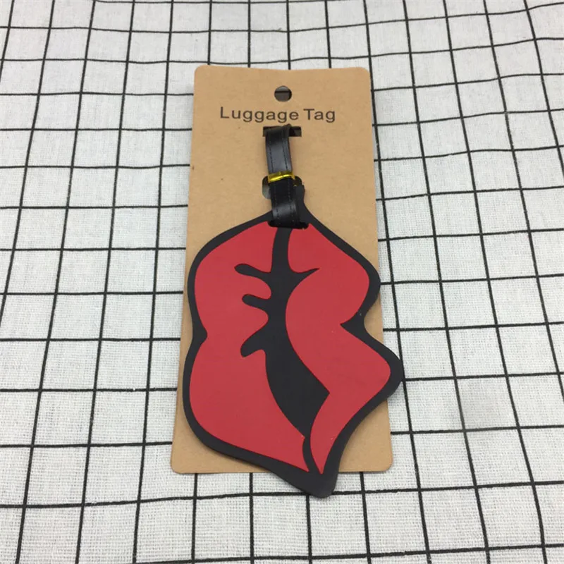 1 Travel Accessories Lips Lipstick Luggage Tags MasonrCartoon Silica Gel Suitcase ID Addres Holder Baggage Boarding Portable Label - Цвет: 1