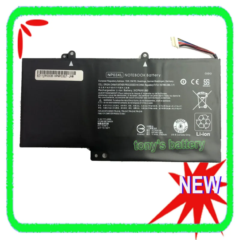 

Аккумулятор NP03XL для HP Envy X360 15-U010DX 15-U011DX 761230-005 HSTNN-LB6L Pavilion X360 13-A010DX 760944-421 TPN-Q146
