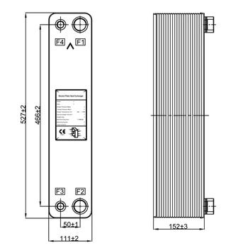 

60 Plates Brazed Plate Heat Exchanger, 3.02m2 capacity 316L Stainless Steel Wort Chiller