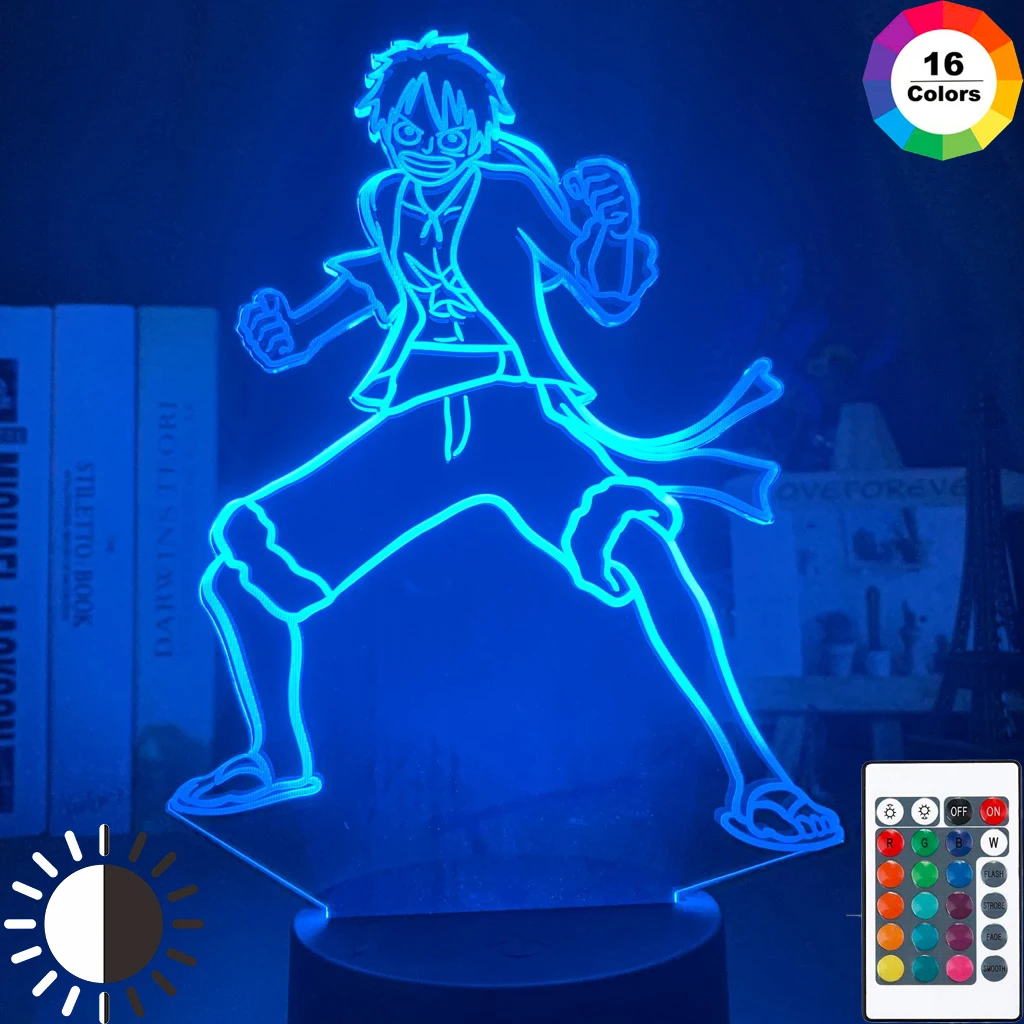 

One Piece Monkey D Luffy Figure 3d Illusion Night Light Led Touch Sensor Nightlight for Kids Bedroom Decor Cool Table Lamp Anime