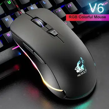 

V6 Wired Gaming Mouse RGB LED Backlight Mechanical Gaming Mouse 4000 DPI Optical USB Wired Gaming Mouse for PC Laptop