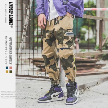 

Lindsey Seader Men Cargo Pants Casual Trousers Military Camouflage Fashion Hipster All Match Hiphop Streetwear Harajuku Pant