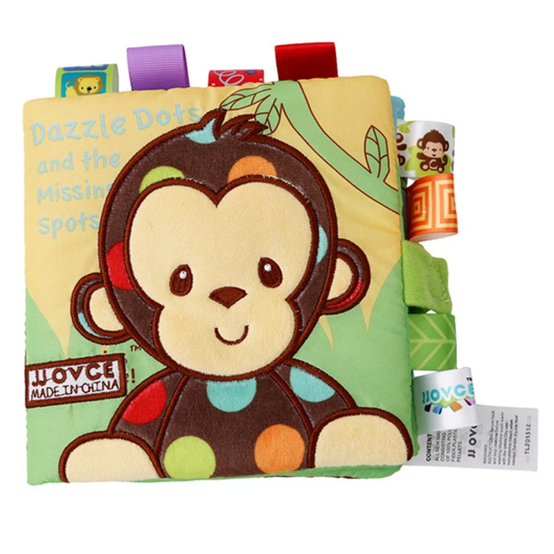 

Baby Cloth Book 3D Waterproof Animal Style Monkey/Owl/Dog Cloth Books Soft Fabric Cloth Book Learning Early Educational For Kids