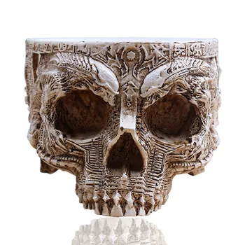 

[MGT] P-flame white antique sculpture skull garden decoration flower pot item storage tank container decoration decoration resin