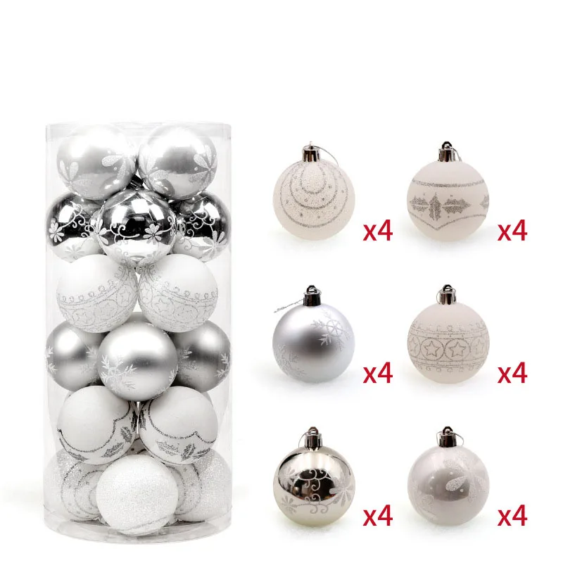 24pcs/lot 6cm Christmas Tree Balls Birthday/Wedding Baubles Ornament Ball Party Home Decor New Year - Цвет: silver 2