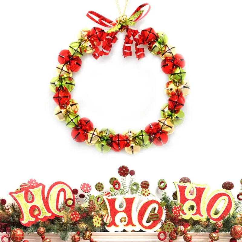 

Merry Christmas Home Party Bell Wreath Garland Decoration Christmas Tree Hanging Pendant Jingle Bell Xmas Door Ornament
