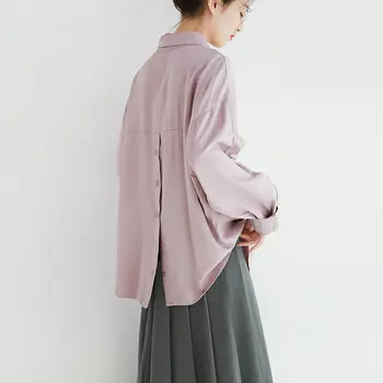 

loose Single Breast Blouse Fashion Split 2020 Spring Full Sleeve Pocket Goddess Fan Casual Style Minority Loose Shirt Q0023