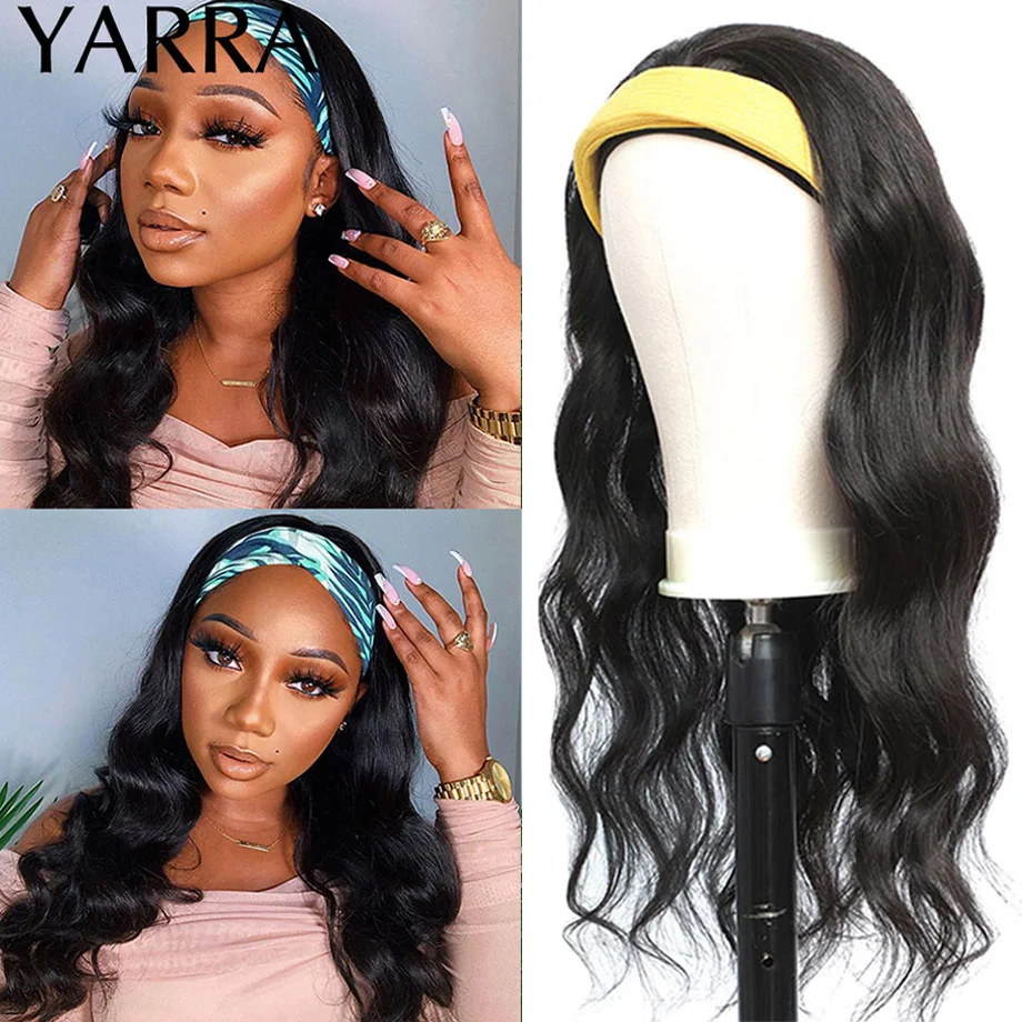 Headband Wig Human Hair Body Wave Glueless Brazilian Hair Body Wave Headband Scarf Wigs for Black Women Full Machine Made Yarra 1