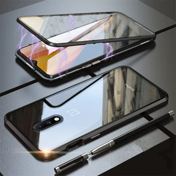 

Full Protection Magnetic Phone Cover for Oneplus 8 Pro 7 Tempered Glass Metal Bumper Shockproof Case Coque