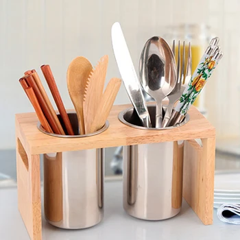 

With Base Save Space Storage Mildew Proof Cutlery Holder Tools Stainless Steel Flatware Organizer Easy To Clean Chopsticks Drain