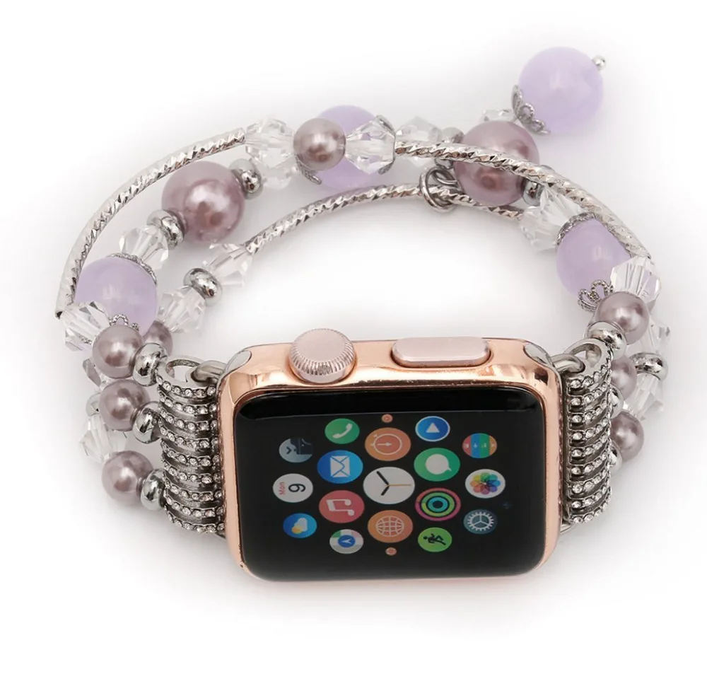 Lerxiuer роскошный Агат женский ремешок для Apple watch series 4 44 мм 40 мм iwatch 3 2 1 38 мм 42 мм дамский браслет ремешок для часов
