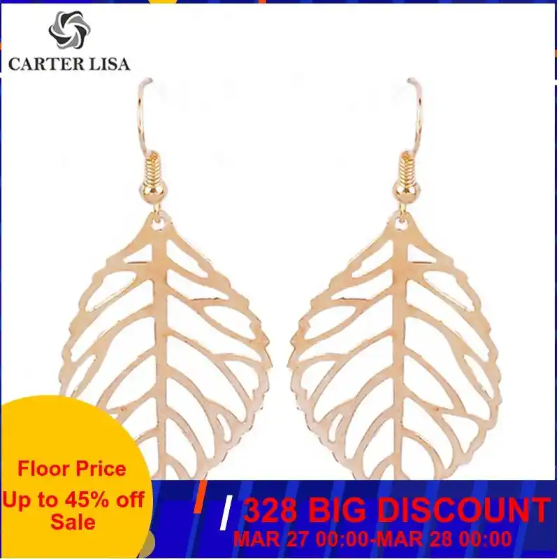 Carter lisa oco folha de prata ouro planta gota balançar brincos para feminino menina moda jóias festa presentes natal brincos