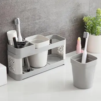 

Creative Toothbrush Holder Stand Set Bathroom Toothpaste Rack Home Cup Mouthwash Mount Tools Holder Wall Storage Rack E3C8