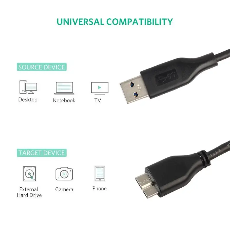 

0.5 Meter Data Cable USB 3.0 Male To Micro Male Portable Universal Cord Line For Tablet Computers 5 Gbps