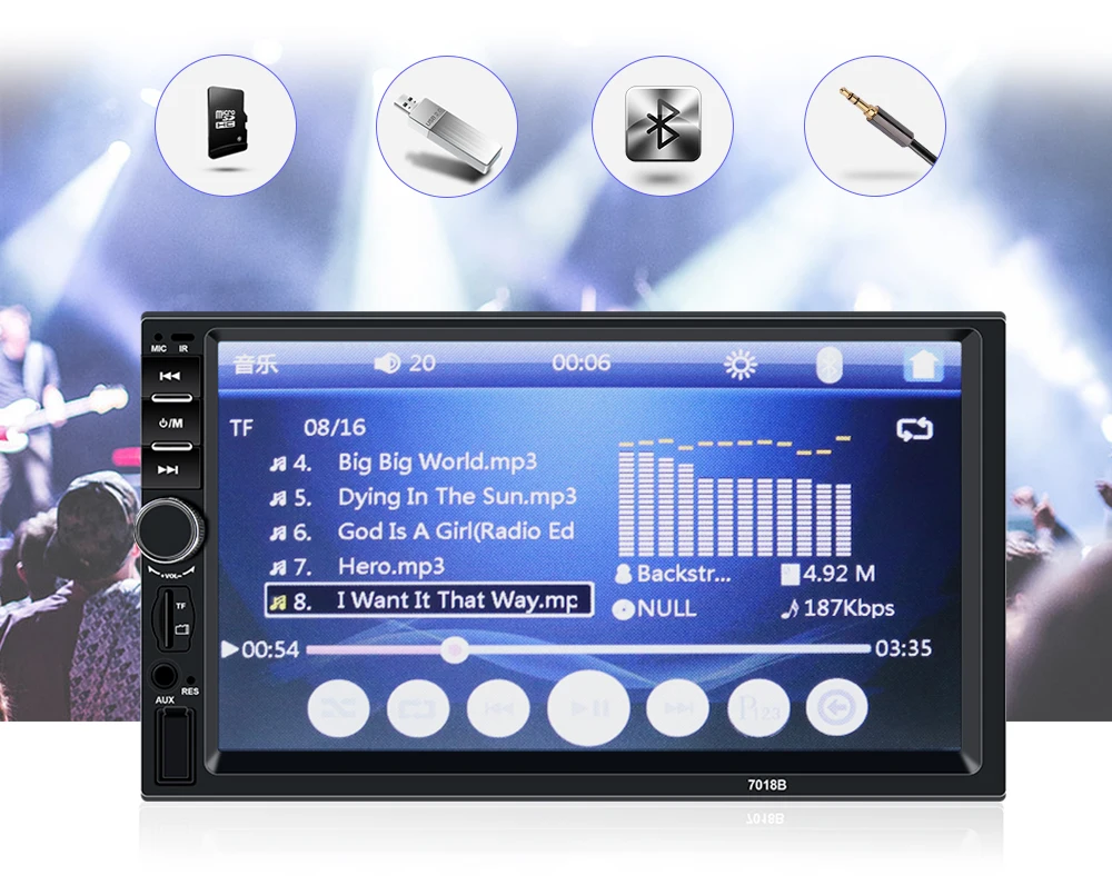 Автомобильный семейный 2 Din автомобильный радиоприемник общий 7 ''дюймовый мультимедийный плеер Зеркало Ссылка ЖК Авторадио с сенсорным экраном Bluetooth Камера заднего вида