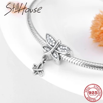 

Authentic 925 Sterling Silver Dancing Butterfly Beautiful CZ Charms Beads Fit Original European Charm Bracelet Jewelry making
