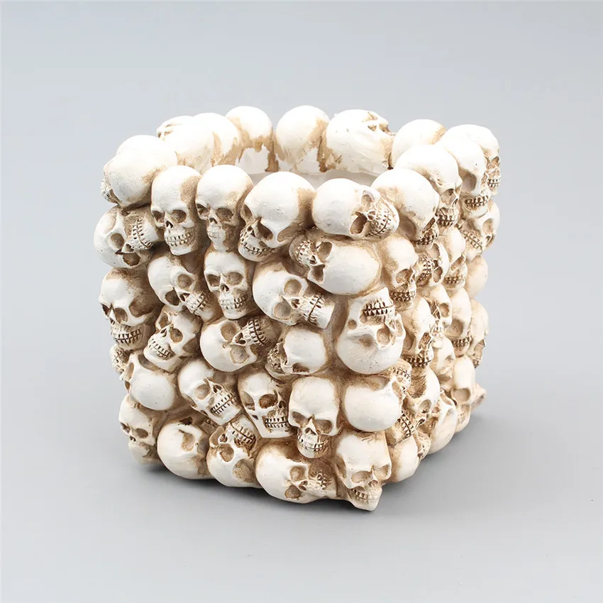 Skull Pen Holder Desk Decoration Skeleton Makeup Tools Storage Box Office Desktop Organizer Holders Stand Plants Flower Pot | Канцтовары