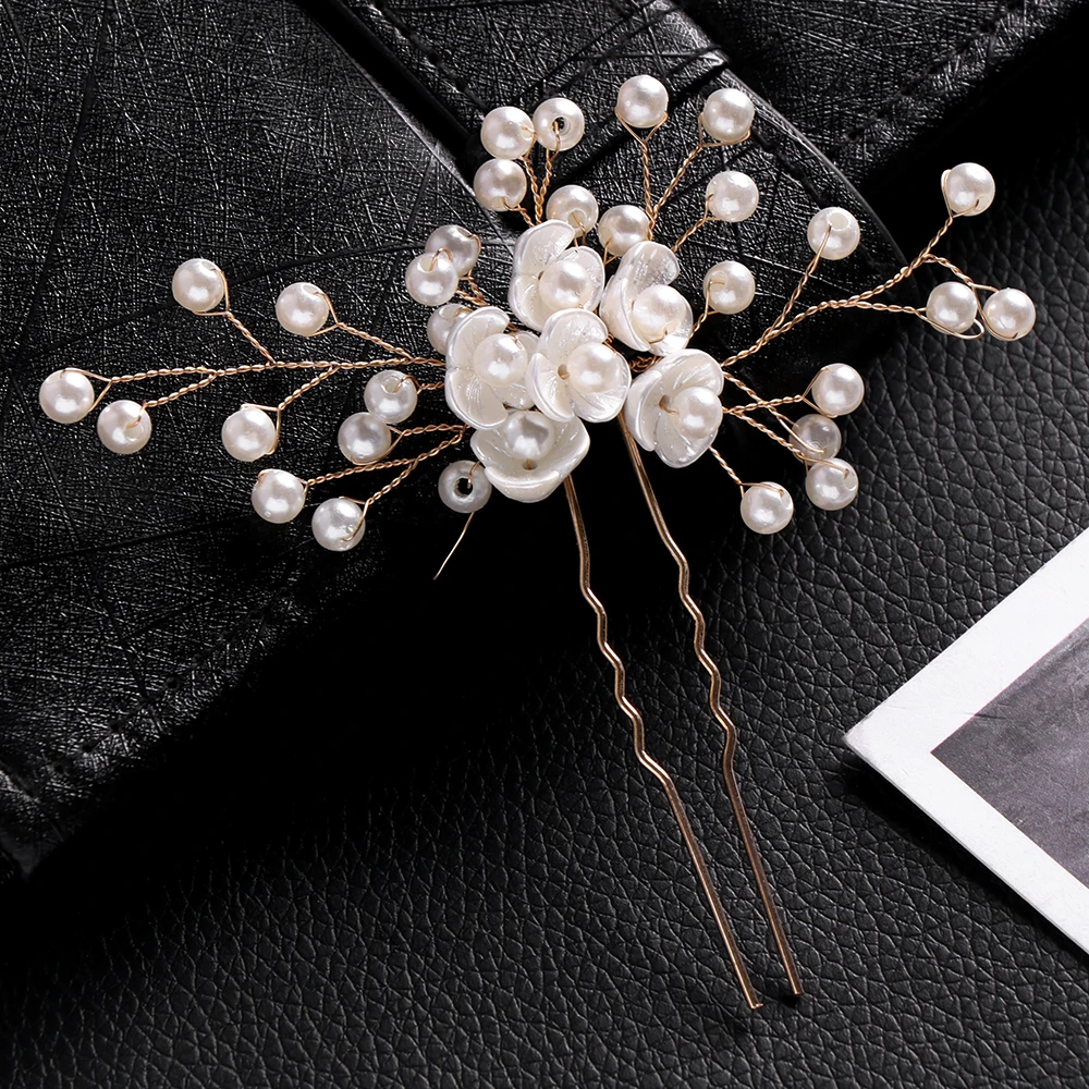 Women Pearls Hairpins Wedding Hair Clips Headpieces Hair Forks For Bridal Hairstyle Crystal Jewelry Accessories jewelry accessories hair accessory hair clip hair headdress bridal headwear pearl hairpins