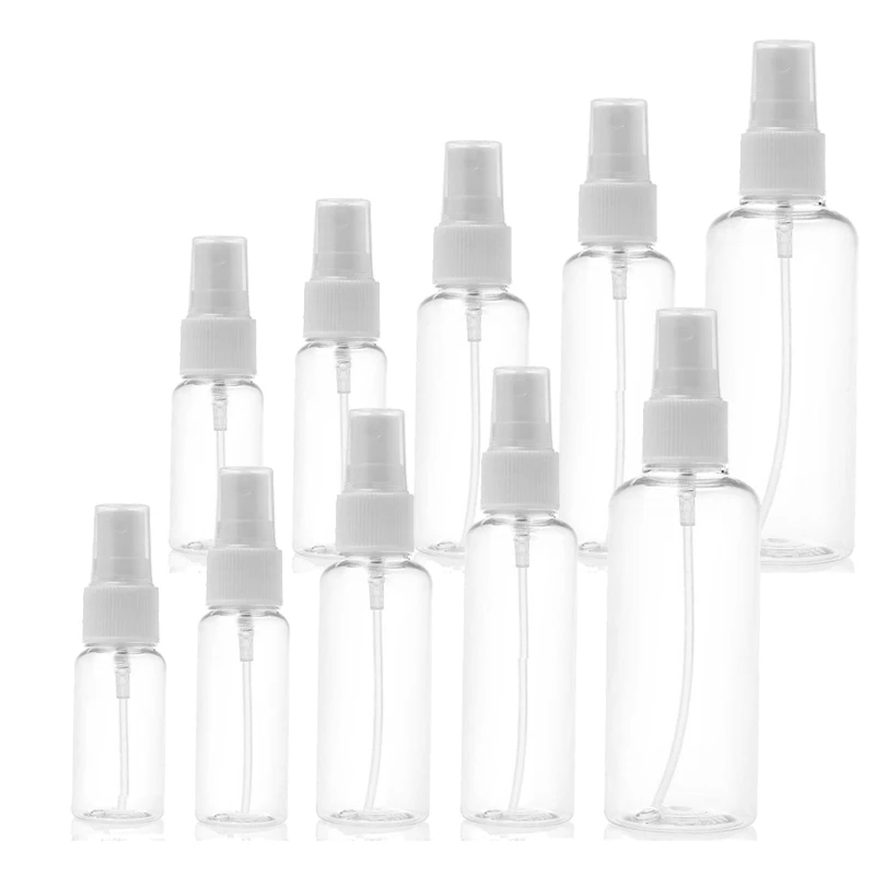 

1000PCS Empty Refillable Spray Bottle 10ml 30ml 50ml 60ml 100ml Travel Transparent Plastic Perfume Atomizer