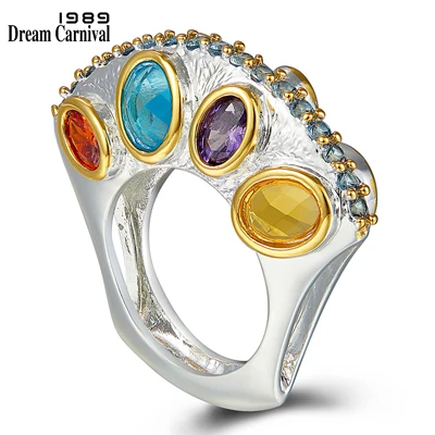 DreamCarnival1989 специальные вертикально дизайн обещания обручальные кольца для женщин бесконечность цвета циркон сентябрь WA11710 - Цвет основного камня: color