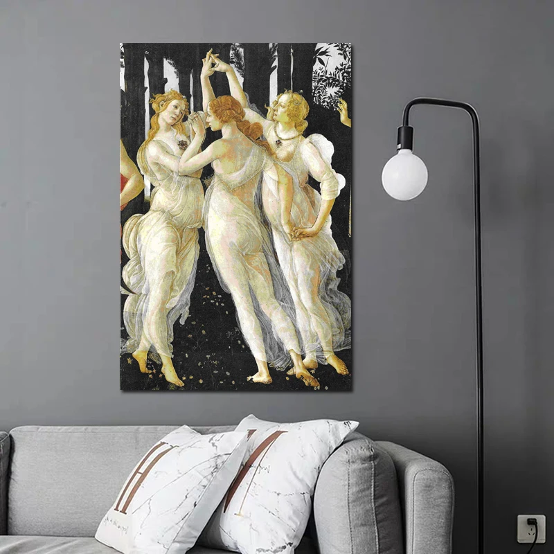 Tres Gracias Botticelli Картина на холсте с принтом украшение для гостиной Современное