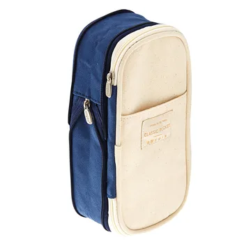 

Kawaii Pencil Case Macaron Color Canvas Stretch Double Layer Large Capacity Pencil Box Cute Pencilcase Kids School Stationery