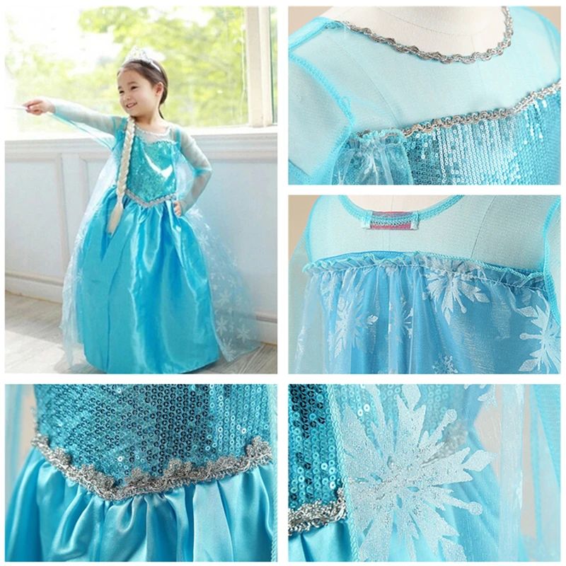 Fancy Girl Princess Dresses Sleeping Beauty Belle Beauty and the Beast Cosplay Costume Elsa Anna Dress Children Party Clothes