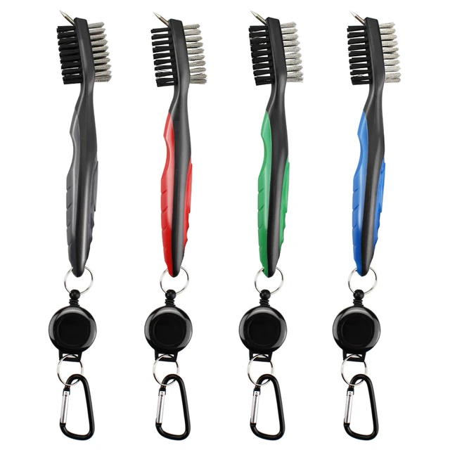 Golf Club Brush and Groove Cleaner Brush Brushes in 5 for Golf Shoes/Golf Club/Golf/Golf Groove, Attach 2 Feet Retractable Zip-line Aluminum