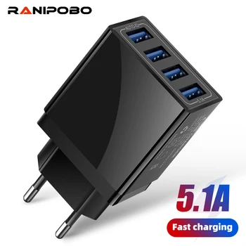 

Quick Charge 4 USB US EU UK Charger Universal Mobile Phone Charger Wall 5V 5.1A Fast Charging Adapter For iPhone Samsung Xiaomi
