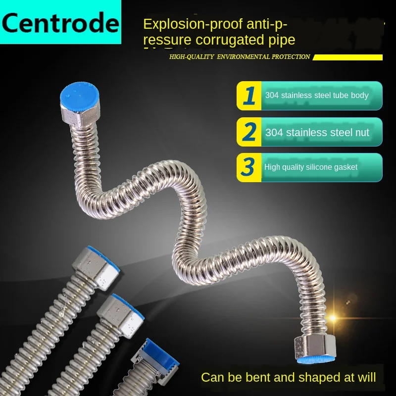 304 stainless steel corrugated pipe high pressure explosion-proof water heater inlet hose basin toilet connection outlet | Обустройство